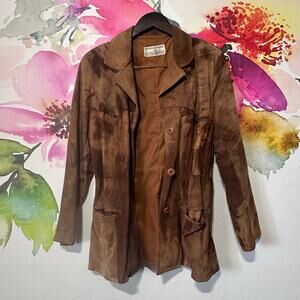 Juan Sebastian Vintage Leather Suede Jacket Blazer Coat Womans Patch Work 11/12